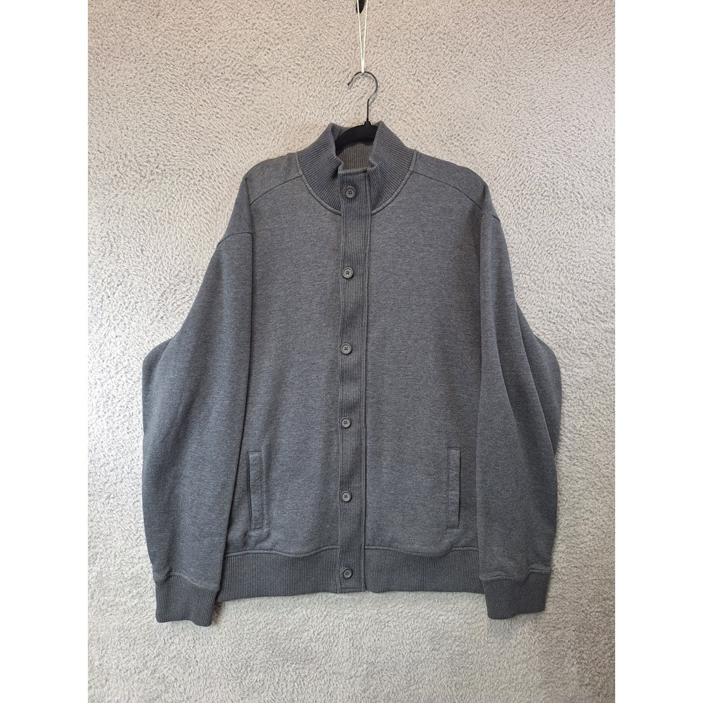Apt.9 Track Sweater Jacket Mens 2XLT Gray Heather Fleece Lined Button Inside Zip